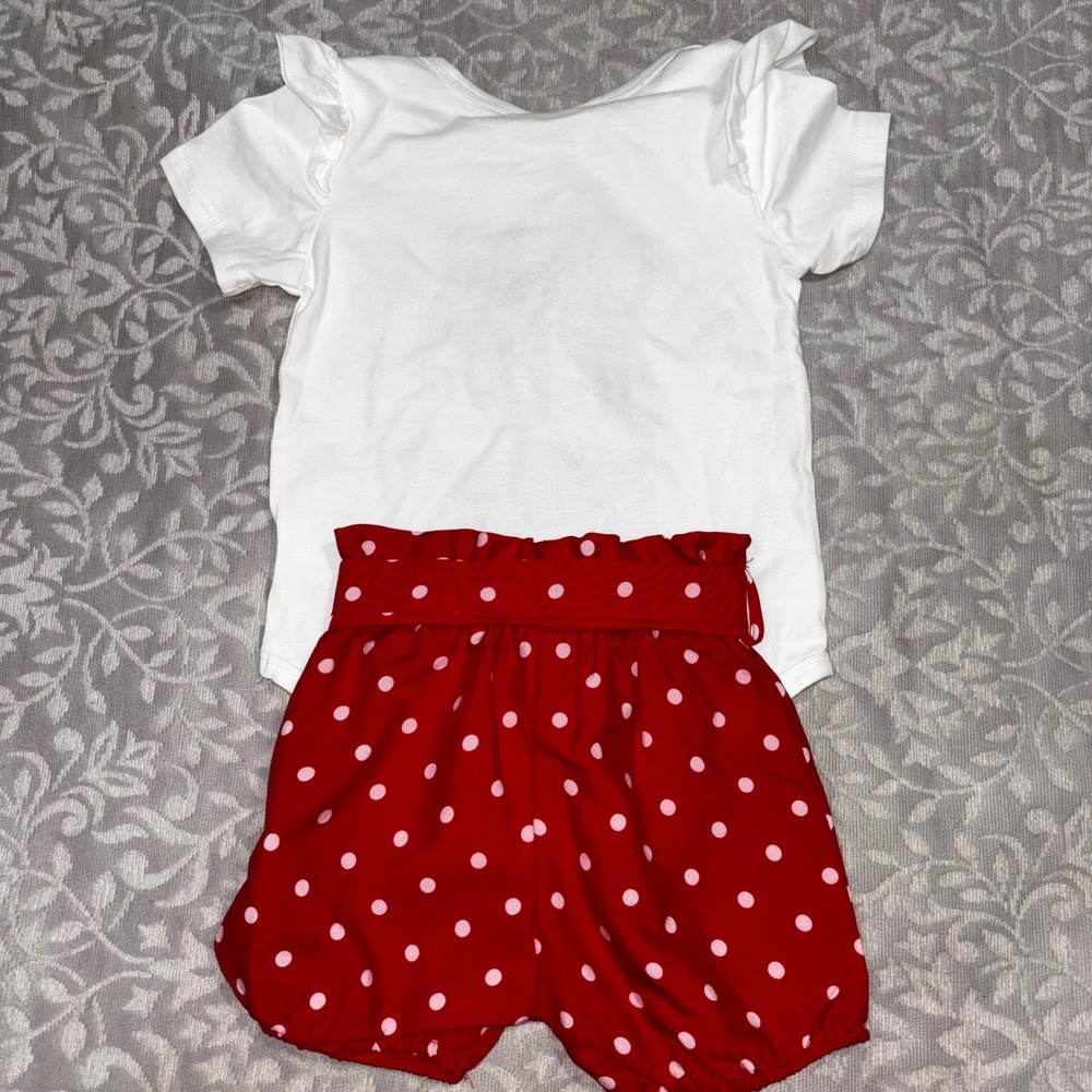 One in a Melon Baby Girl 3pc Set Bodysuit Shorts Headband Red White 18-24M (C26) - Picture 4 of 14